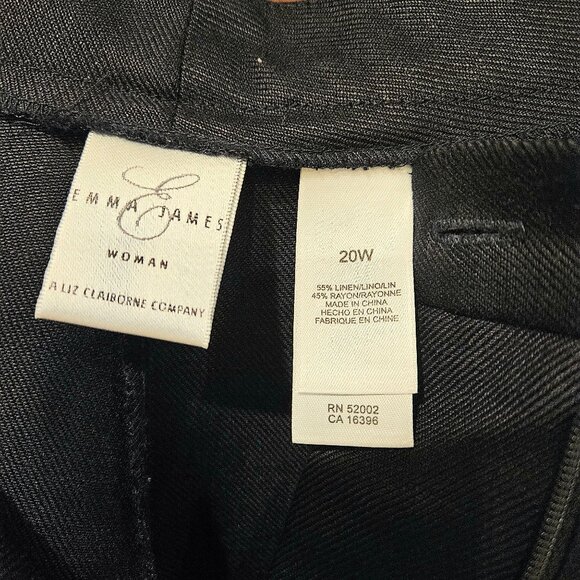 17.Emma James Liz Claiborne Black Linen Blend Pockets Quality Dress Pants Sz 20W - Picture 3 of 6
